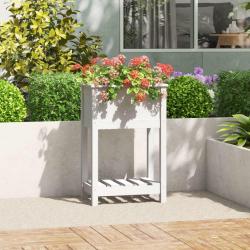 Jardinière avec étagère Blanc 54x34,5x81 cm Bois massif de pin alsavelo