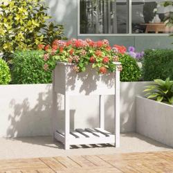 Jardinière avec étagère Blanc 54x54x81 cm Bois massif de pin alsavelo