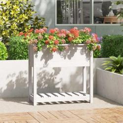 Jardinière avec étagère Blanc 82,5x34,5x81cm Bois massif de pin alsavelo