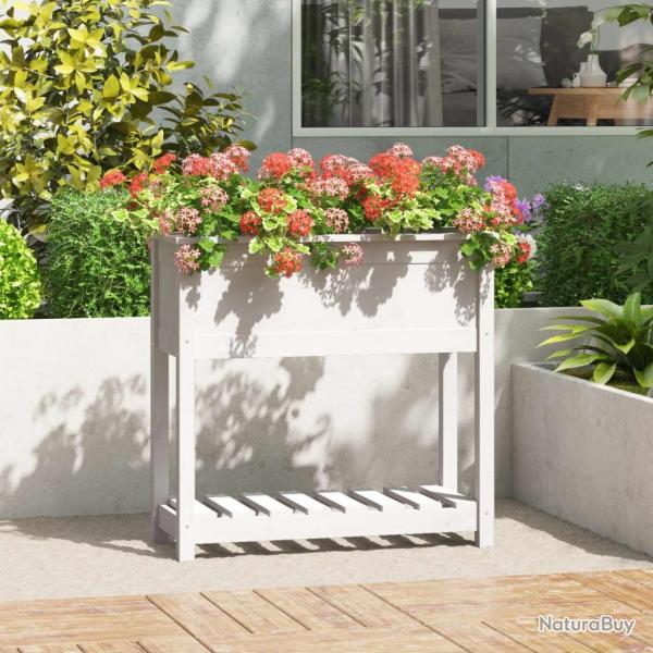 Jardinire avec tagre Blanc 82,5x34,5x81cm Bois massif de pin alsavelo