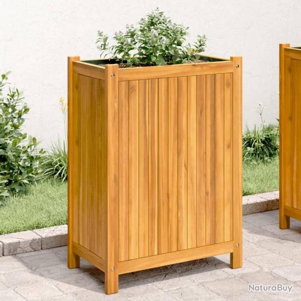 Jardinire avec doublure 54x31x75 cm bois massif d'acacia alsavelo