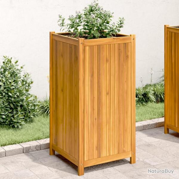 Jardinire avec doublure 50x50x100 cm bois massif d'acacia alsavelo