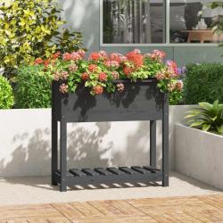 Jardinière avec étagère Gris 82,5x34,5x81 cm Bois massif de pin alsavelo