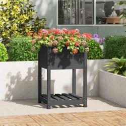 Jardinière avec étagère Gris 54x54x81 cm Bois massif de pin alsavelo