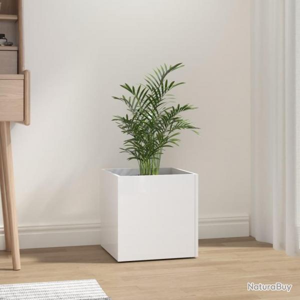 Jardinire Blanc brillant 40x40x40 cm Bois d'ingnierie alsavelo