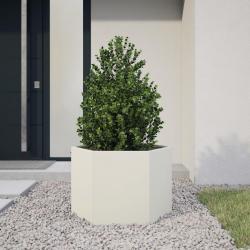 Jardinière blanc hexagone 69x60x45 cm acier alsavelo