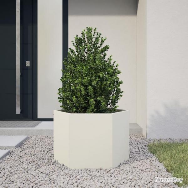 Jardinire blanc hexagone 69x60x45 cm acier alsavelo
