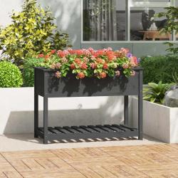 Jardinière avec étagère Gris 111,5x54x81 cm Bois massif de pin alsavelo
