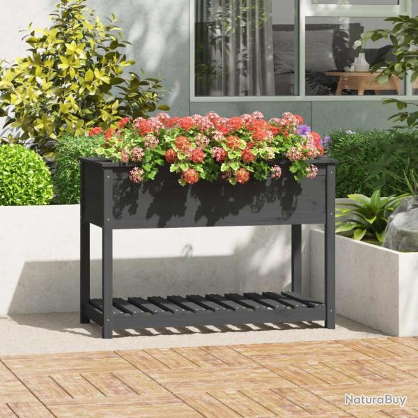 Jardinire avec tagre Gris 111,5x54x81 cm Bois massif de pin alsavelo