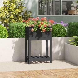 Jardinière avec étagère Gris 54x34,5x81 cm Bois massif de pin alsavelo