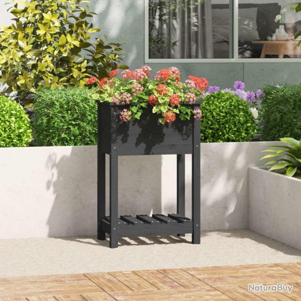 Jardinire avec tagre Gris 54x34,5x81 cm Bois massif de pin alsavelo