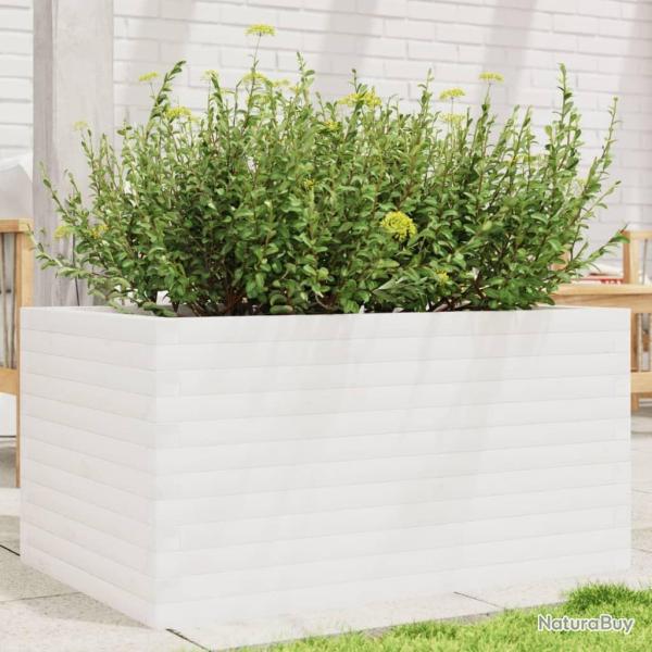 Jardinire blanc 90x60x45,5 cm bois de pin massif alsavelo