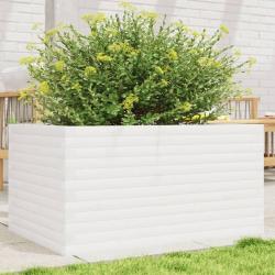 Jardinière blanc 90x60x46 cm bois de pin massif alsavelo