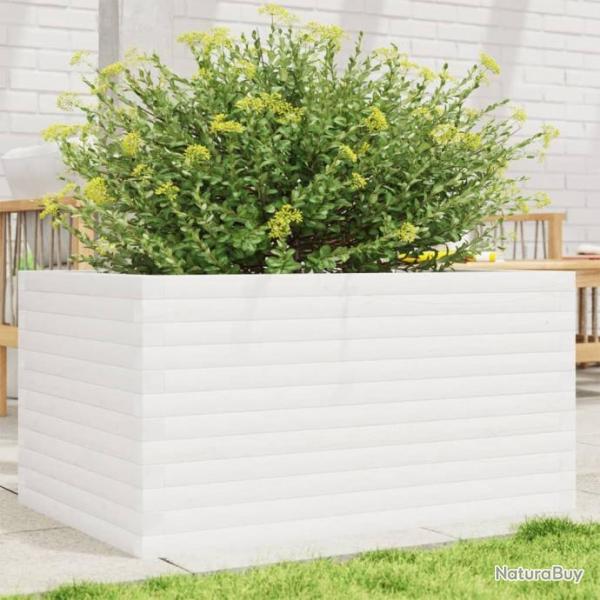 Jardinire blanc 90x60x46 cm bois de pin massif