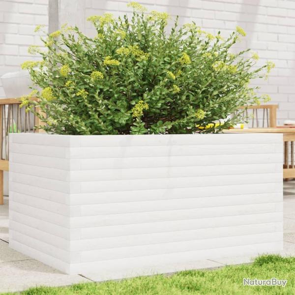 Jardinire blanc 90x60x46 cm bois de pin massif alsavelo