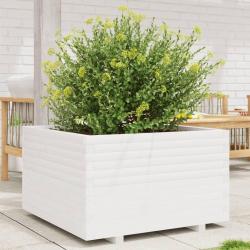 Jardinière blanc 80x80x49,5 cm bois de pin massif alsavelo