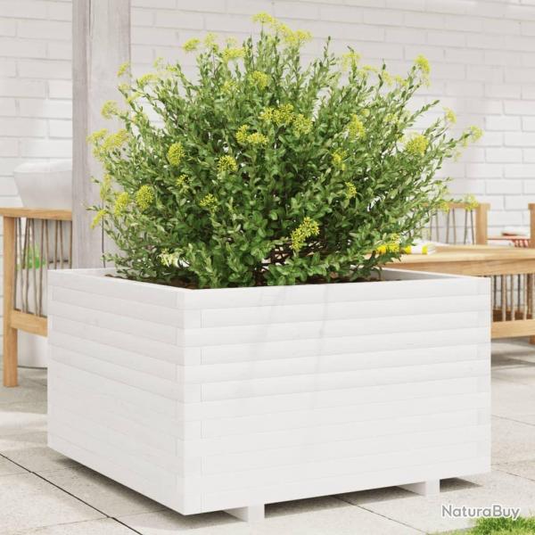 Jardinire blanc 80x80x49,5 cm bois de pin massif alsavelo