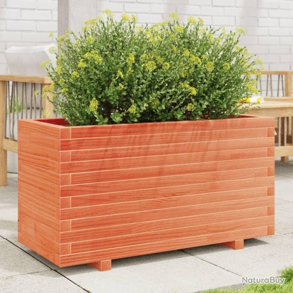 Jardinire cire marron 90x40x49,5 cm bois de pin massif alsavelo