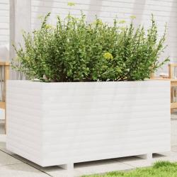 Jardinière blanc 90x60x49,5 cm bois de pin massif alsavelo