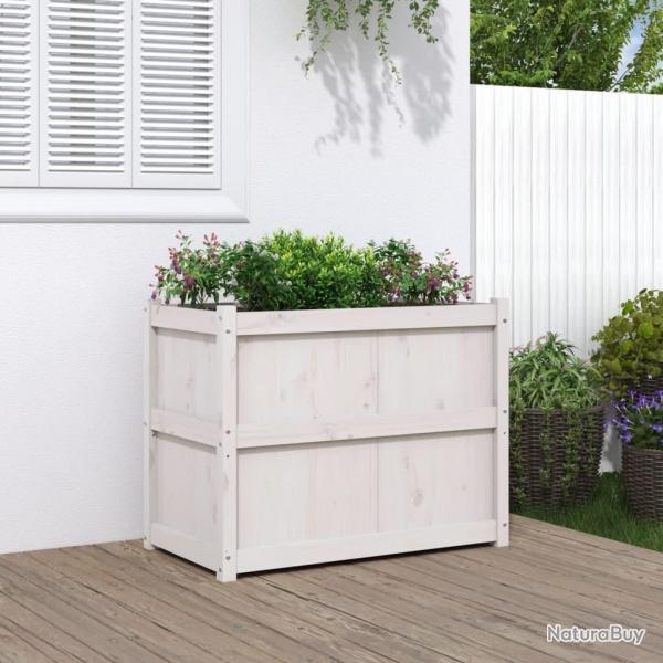Jardinire blanc 90x50x70 cm bois de pin massif alsavelo