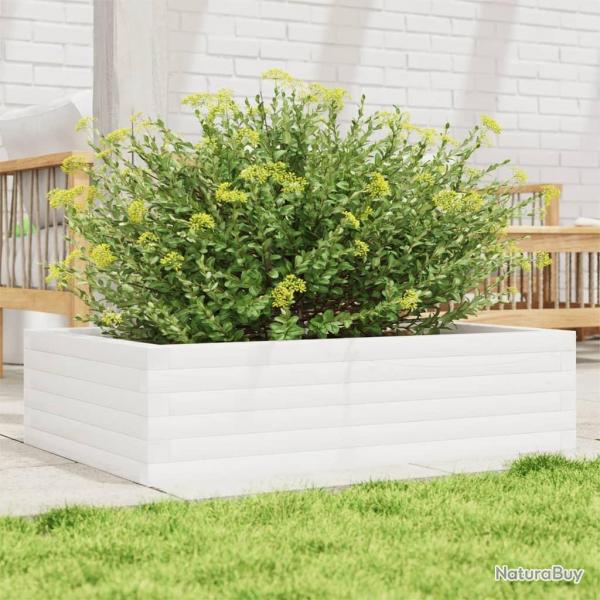 Jardinire blanc 90x60x23 cm bois de pin massif alsavelo