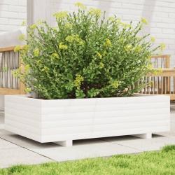 Jardinière blanc 90x60x26,5 cm bois de pin massif alsavelo