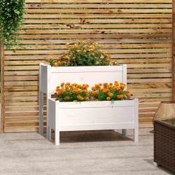 Jardinière blanc 84,5x84x75 cm bois massif de pin alsavelo