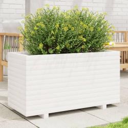 Jardinière blanc 90x40x49,5 cm bois de pin massif alsavelo
