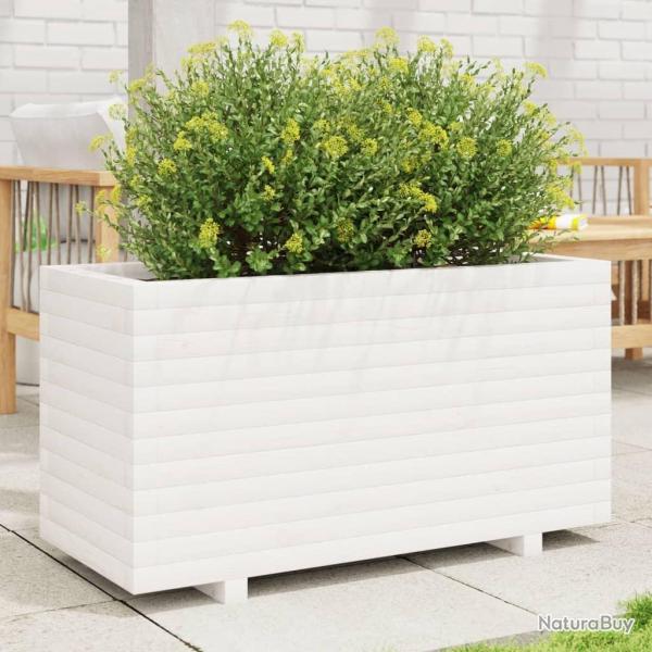 Jardinire blanc 90x40x49,5 cm bois de pin massif alsavelo