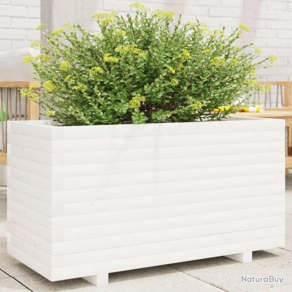 Jardinire blanc 90x40x49,5 cm bois de pin massif alsavelo