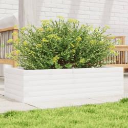 Jardinière blanc 90x40x23 cm bois de pin massif alsavelo