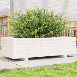 Jardinière blanc 90x40x26,5 cm bois de pin massif alsavelo