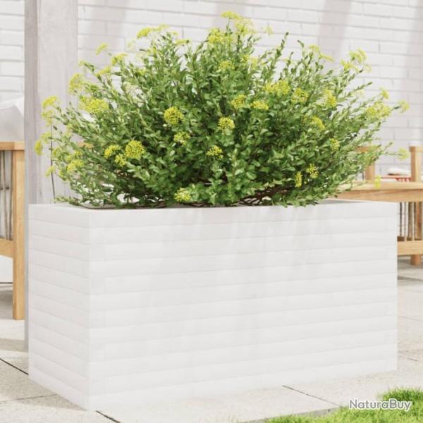 Jardinire blanc 90x40x45,5 cm bois de pin massif alsavelo