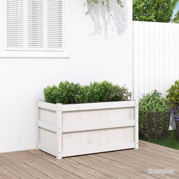 Jardinire blanc 90x50x50 cm bois de pin massif alsavelo