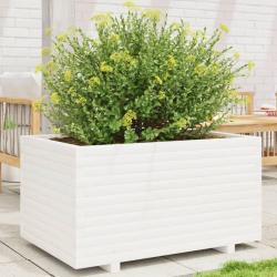 Jardinière blanc 90x60x49,5 cm bois de pin massif alsavelo