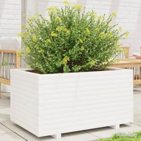 Jardinire blanc 90x60x49,5 cm bois de pin massif