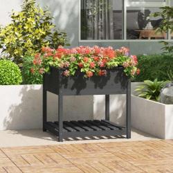 Jardinière avec étagère Gris 82,5x82,5x81 cm Bois massif de pin alsavelo