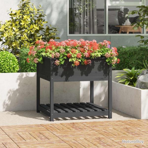 Jardinire avec tagre Gris 82,5x82,5x81 cm Bois massif de pin alsavelo