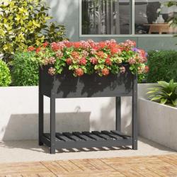 Jardinière avec étagère Gris 82,5x54x81 cm Bois massif de pin alsavelo