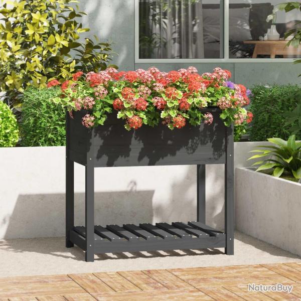 Jardinire avec tagre Gris 82,5x54x81 cm Bois massif de pin alsavelo