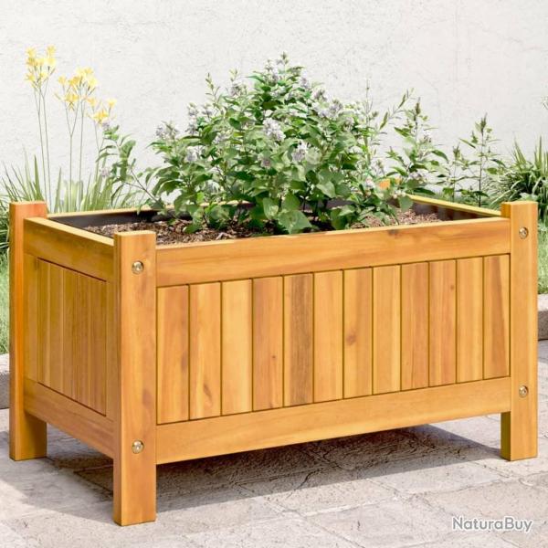 Jardinire avec doublure 54x31x30 cm bois massif d'acacia alsavelo
