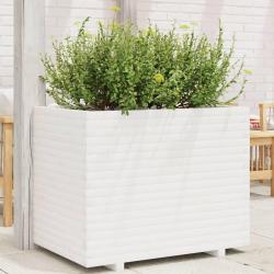 Jardinière blanc 90x60x72 cm bois de pin massif alsavelo