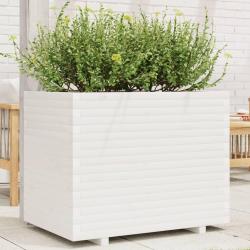 Jardinière blanc 90x60x72,5 cm bois de pin massif alsavelo