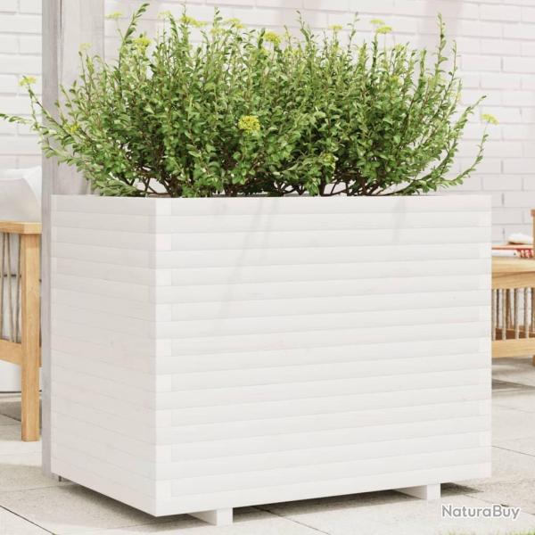 Jardinire blanc 90x60x72,5 cm bois de pin massif alsavelo