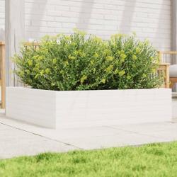 Jardinière blanc 90x90x23 cm bois de pin massif alsavelo