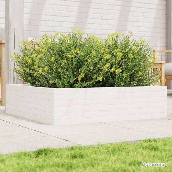 Jardinire blanc 90x90x23 cm bois de pin massif alsavelo