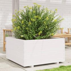 Jardinière blanc 90x90x49,5 cm bois de pin massif alsavelo