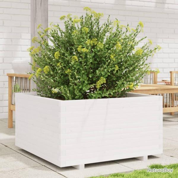 Jardinire blanc 90x90x49,5 cm bois de pin massif alsavelo