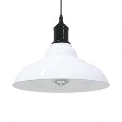 Lampe suspendue réglable hauteur E27 blanc brillant Ø31cm métal alsavelo