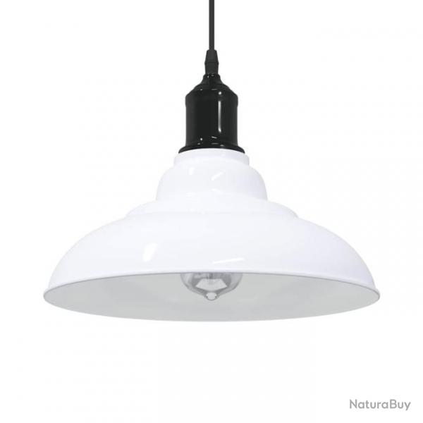 Lampe suspendue rglable hauteur E27 blanc brillant 31cm mtal alsavelo